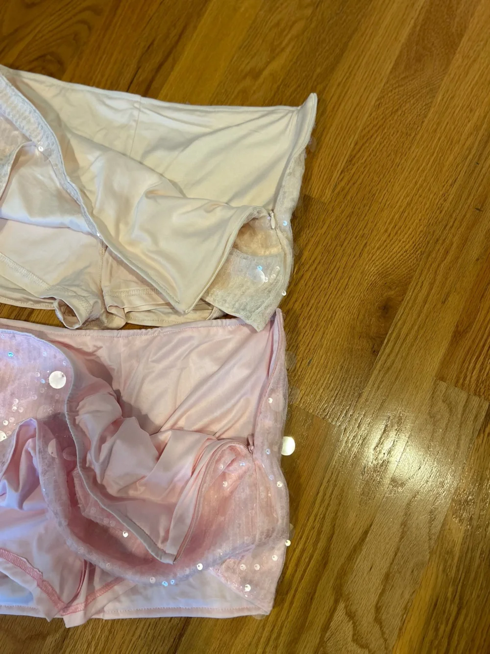 SHEIN Sequin Mini Skirts in Apricot & Light Pink